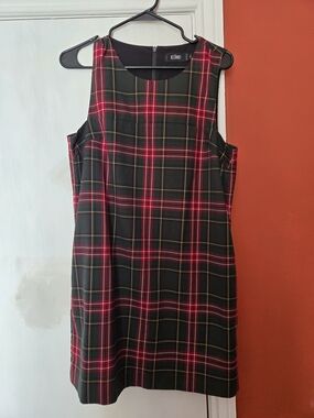 ICON Black Plaid Sleeveless Shift Dress with Red Tartan